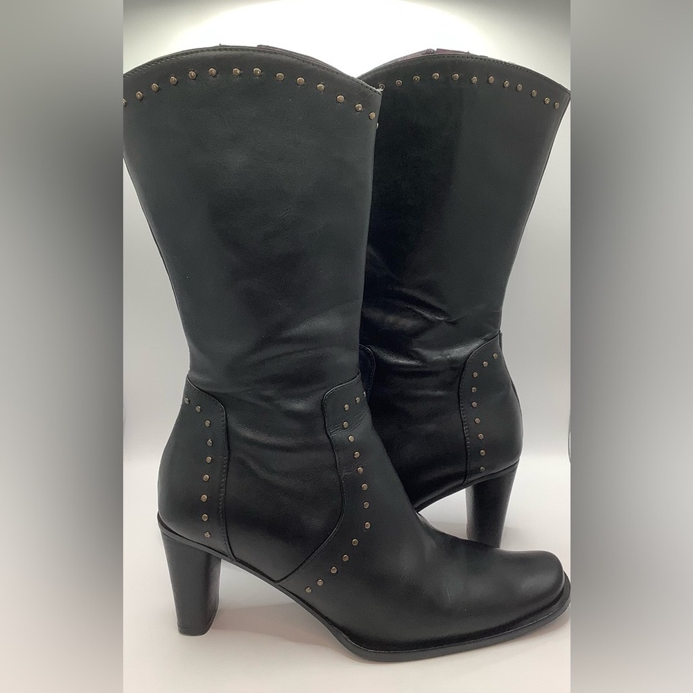 💜 RARE 💜 KURT GEIGER LONDON Vintage Black Leather Heeled Boots